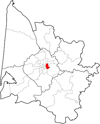 Location of the canton of Cenon in the Gironde department.