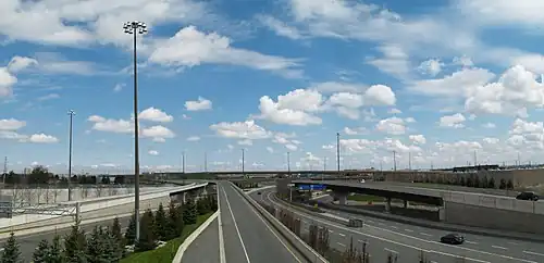 A sprawling interchange between Highway 409 and 427 in Etobicoke, one of several in the Greater Toronto Area