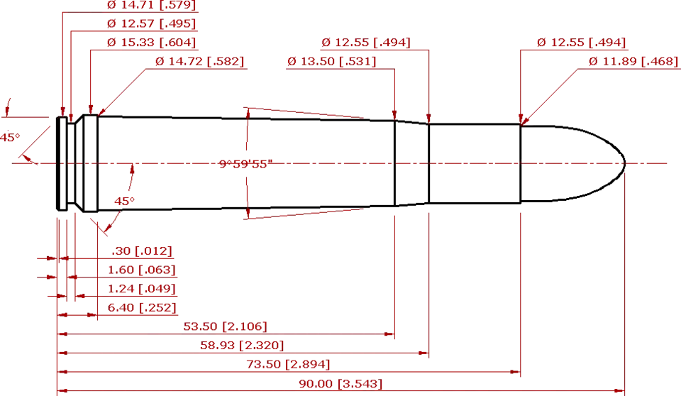 .465 Holland & Holland Magnum Cartridge Schematic
