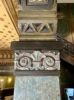 Romanian Revival rinceau in the Gheorghe Petrașcu House (Piața Romană no. 5), Bucharest, by Spiru Cegăneanu, 1912[25]