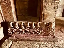 Saptamatrikas and Ganesha monolith, Inscription above them