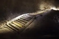 Preserved wood stairs from the Hallstatt salt mine