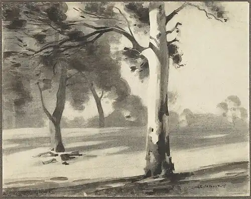 Trees and paddock, Albert Ernest Newbury