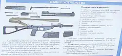 The instruction sheet of the AS Val which includes a field stripped model of the rifle