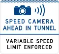 (G6-330-2) Speed Camera in Tunnel Ahead (Variable Speed Limit Enforced) (used in New South Wales)