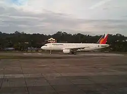 A Philippine Airlines Airbus A320-200 at Tagbilaran Airport in 2012.
