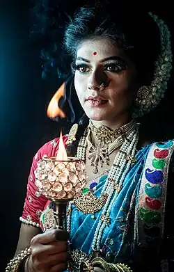 A still from play Nati Binodoni, Bengali Jatra Theatre. Jatra is a popular folk-theatre form of Bengali and Odia Theatre.