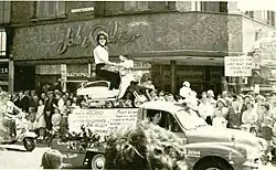 Parade before a charity Lambretta scooter endurance event, 1963