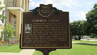 Cowboy Copas Ohio Historical Marker