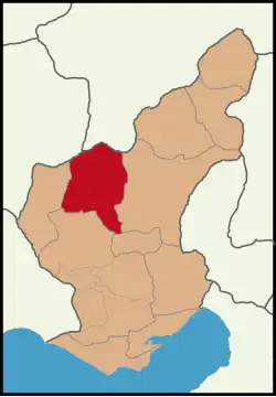 Map showing Aladağ District in Adana Province