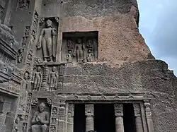 Ajanta Cave 19 - right of the entrance