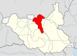 Location in South Sudan (2011–2015 boundaries)