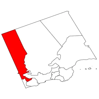 The wilayat of Al Mazyunah in the Dhofar Governorate in Oman filled in red.