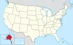 Map of the United States with Alaska highlighted