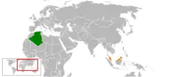 Map indicating locations of Algeria and Malaysia