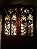 Stained glass in the doors of the DeTrafford Chapel