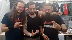 Alltheniko at the Merchandise booth at Summernights Open Air 2018 (Germany)