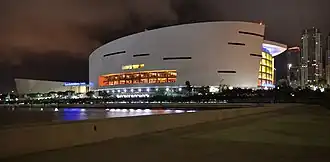 The arena at night
