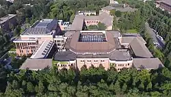 Aerial view of the Main Library buildings