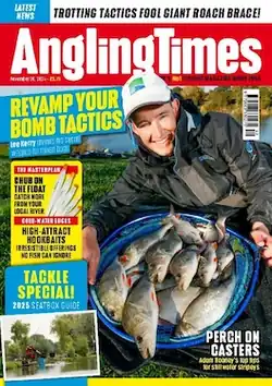 Cover of Angling Times magazine showing fishes in a bowl