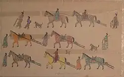 Drawing of women and horses