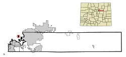 Location of the City of Glendale in Arapahoe County, Colorado