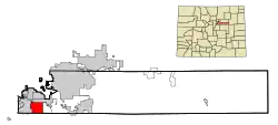 Location of Southglenn in Arapahoe County, Colorado.