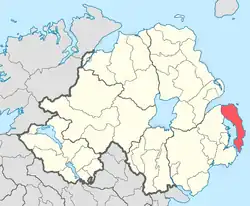 Location of the former barony of Ards, County Down, in present-day Northern Ireland.