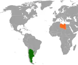 Map indicating locations of Argentina and Libya