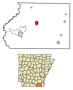 Location of Hamburg in Ashley County, Arkansas.