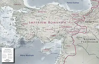 Anatolia in the early 1st century AD with Commagene as a Roman client state