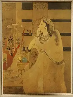 Asoka's Queen by Abanindranath Tagore ( 1910). Chromoxylograph.