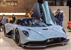The AM-RB 003 concept car on display at the 2019 Geneva Motor Show