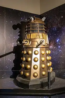 Time War Dalek casing model on display at Sudbury Hall, demonstrating the primary Dalek casing design used in the revived Doctor Who series