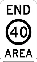 (R4-11) End of 40&nbsp;km/h Speed Limit Zone Area
