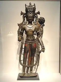 The Bodhisattva Avalokiteshvara. Brass alloy with copper and tin inlay. Western Tibet, 11th century