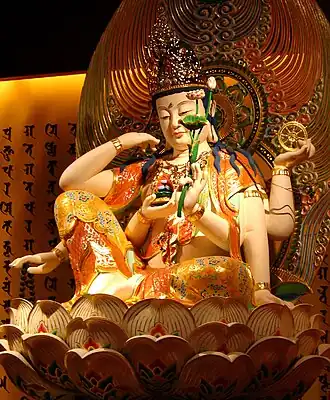 Statue of Ruyilun Guanyin (Cintamanicakra) in the Buddha Tooth Relic Temple and Museum in Chinatown, Singapore