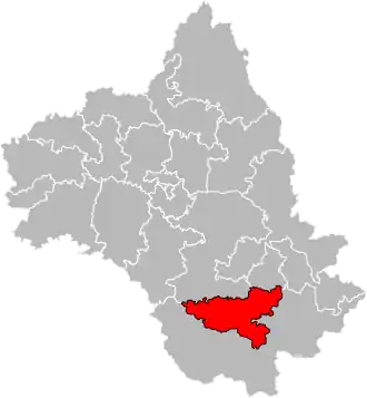 Situation of the canton of Saint-Affrique in the department of Aveyron