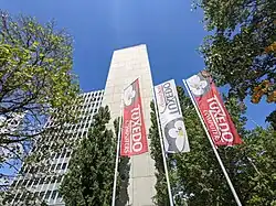 The Bürocenter Messe in Augsburg with the flags of Tuxedo Computers GmbH.