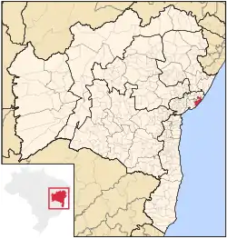 Location of Camaçari in Bahia