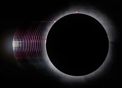Eclipse progression from Baily's beads to totality as seen from Rondeau Provincial Park, Ontario