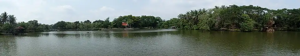 Panorama of park's main pond