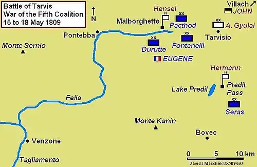 Battle of Tarvis showing the Malborghetto and Predil Forts