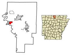 Location of Gassville in Baxter County, Arkansas.