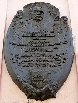 Commemorative plaque to J. Biziel at 3 Cieszkowskiego