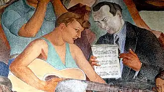 Labaudt's daughter Yliane plays a guitar at Baker Beach (north end of east wall)
