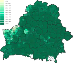Distribution of Belarusians by 3rd level administrative units