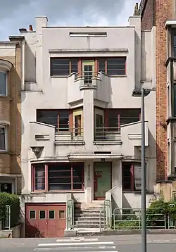 Decoration not just through ornaments, but also through combinations of volumes - Withuis (Avenue Charles Woeste no. 183) in Brussels, Belgium, by Joseph Diongre (1927)[117]