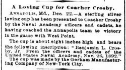 A newspaper article about Crosby receiving a trophy