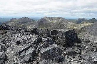 Benbreen's mini-massif and summit ridge, from Bencorr